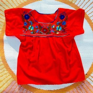 Vibrant Red Embroidered Blouse